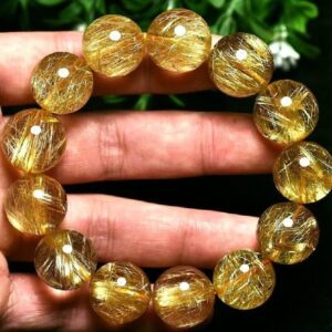 Zhaocai Wangyun Golden Hair Crystal - Men's 14mm, (matched according to destiny, configured according to the missing five elements)