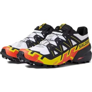 Salomon Speedcross 6 low cut traction and anti slip outdoor functional shoes in black, white, and yellow